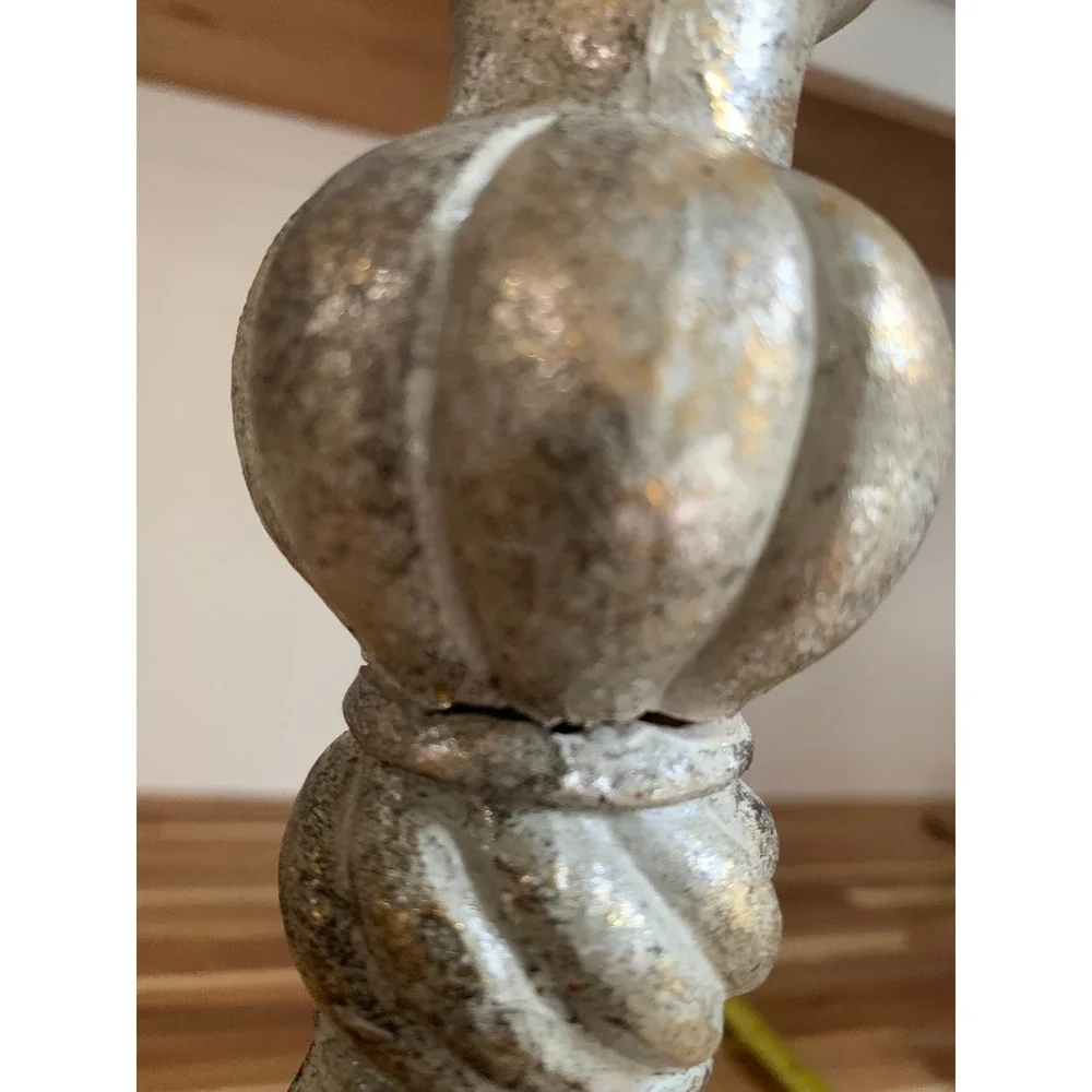 Retro Tall Glam Ornate Distressed Silver Gold Candlestick Holder Retro Y2K Decor